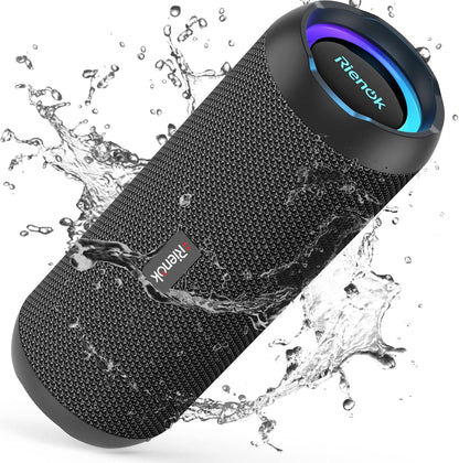 RIENOK Bluetooth Lautsprecher 30W mit Licht Bluetooth 5.3 Musikbox Bass IPX7 wasserdicht