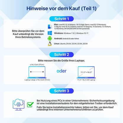 Roadom Dualer Bildschirm aus Aluminiumlegierung, 15,6'' Dreifach Monitor für 12-16 Zoll Laptops,360°