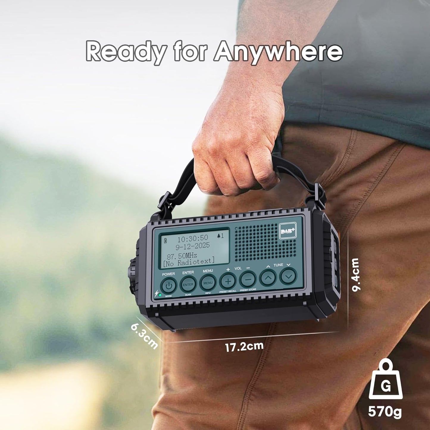 Rocam Kurbelradio DAB/DAB+/UKW,Tragbare Solar Notfallradio mit 5000mAh LED Taschenlampe & Leselicht,