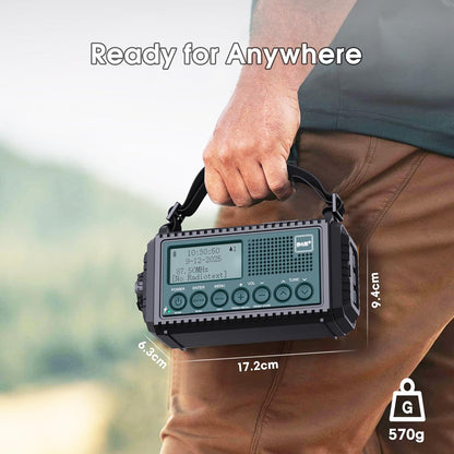 Rocam Kurbelradio DAB/DAB+/UKW,Tragbare Solar Notfallradio mit 5000mAh LED Taschenlampe & Leselicht,