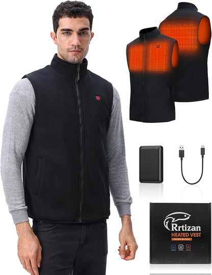 Rrtizan Beheizte Weste für Herren mit Powerbank mit 3 Temperaturstufen (S)