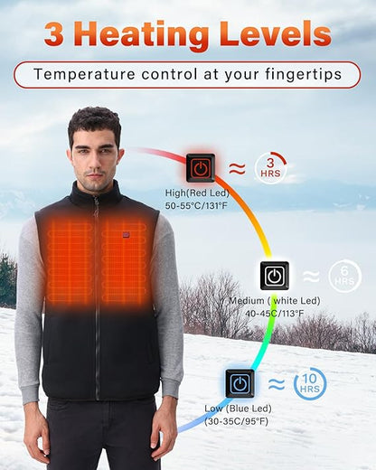 Rrtizan Beheizte Weste für Herren mit Powerbank mit 3 Temperaturstufen (S)
