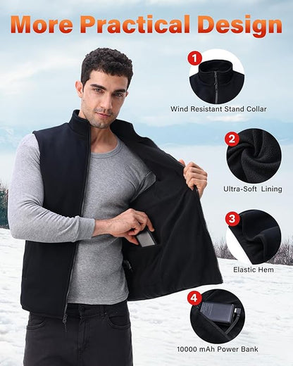Rrtizan Beheizte Weste für Herren mit Powerbank mit 3 Temperaturstufen (S)