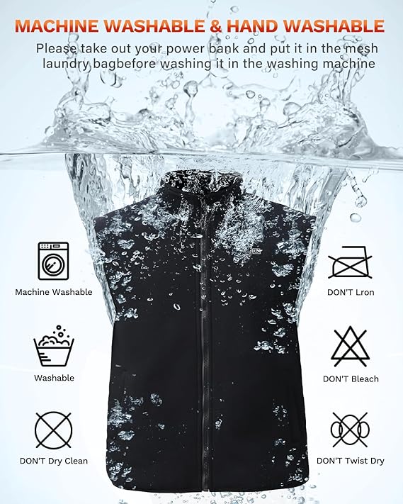 Rrtizan Beheizte Weste für Herren mit Powerbank mit 3 Temperaturstufen (S)