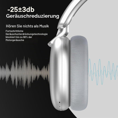 RORSOU C6 Aktive Noise-Cancelling-Kopfhörer, Drahtlose Headset mit Mikrofon Silber