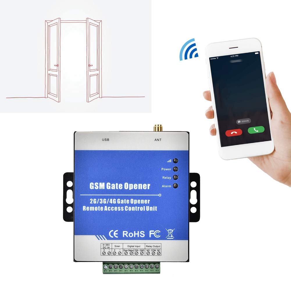 Bliiot GSM Toröffner, RTU5025 Wireless Garagenöffner Tür Zugangssteuerung Relais Schalter SMS Befehl