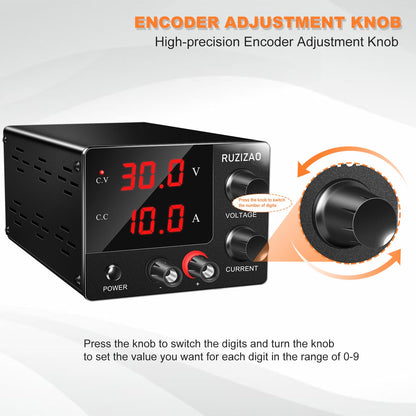 Ruzizao  Labornetzteil 0~30V 0~10A 150W Fixed Leistung 3 Digit-Anzeige mit Encoder