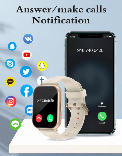 RUIMEN Smart Watch Unisex 1,8 Zoll für iOS/Android Fitness Tracker (2 Bänder im)