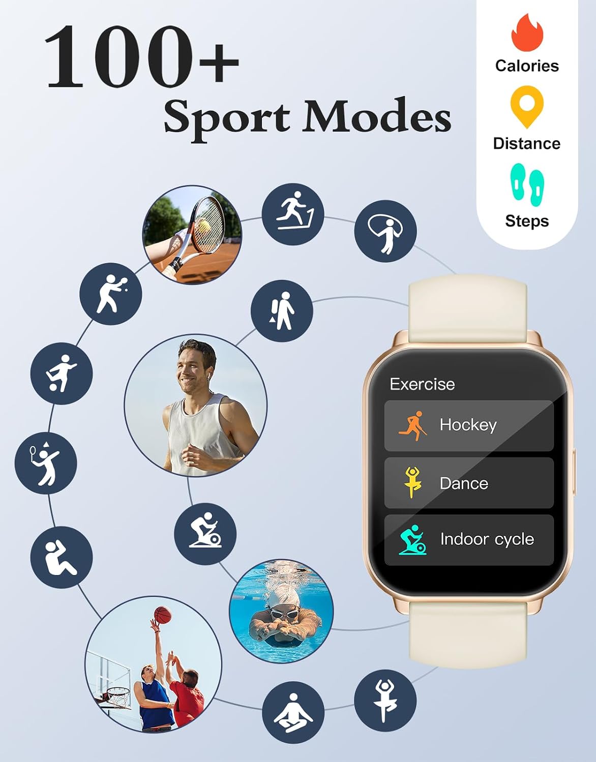 RUIMEN Smart Watch Unisex 1,8 Zoll für iOS/Android Fitness Tracker (2 Bänder im)