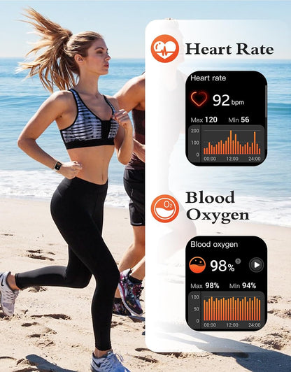 RUIMEN Smart Watch Unisex 1,8 Zoll für iOS/Android Fitness Tracker (2 Bänder im)