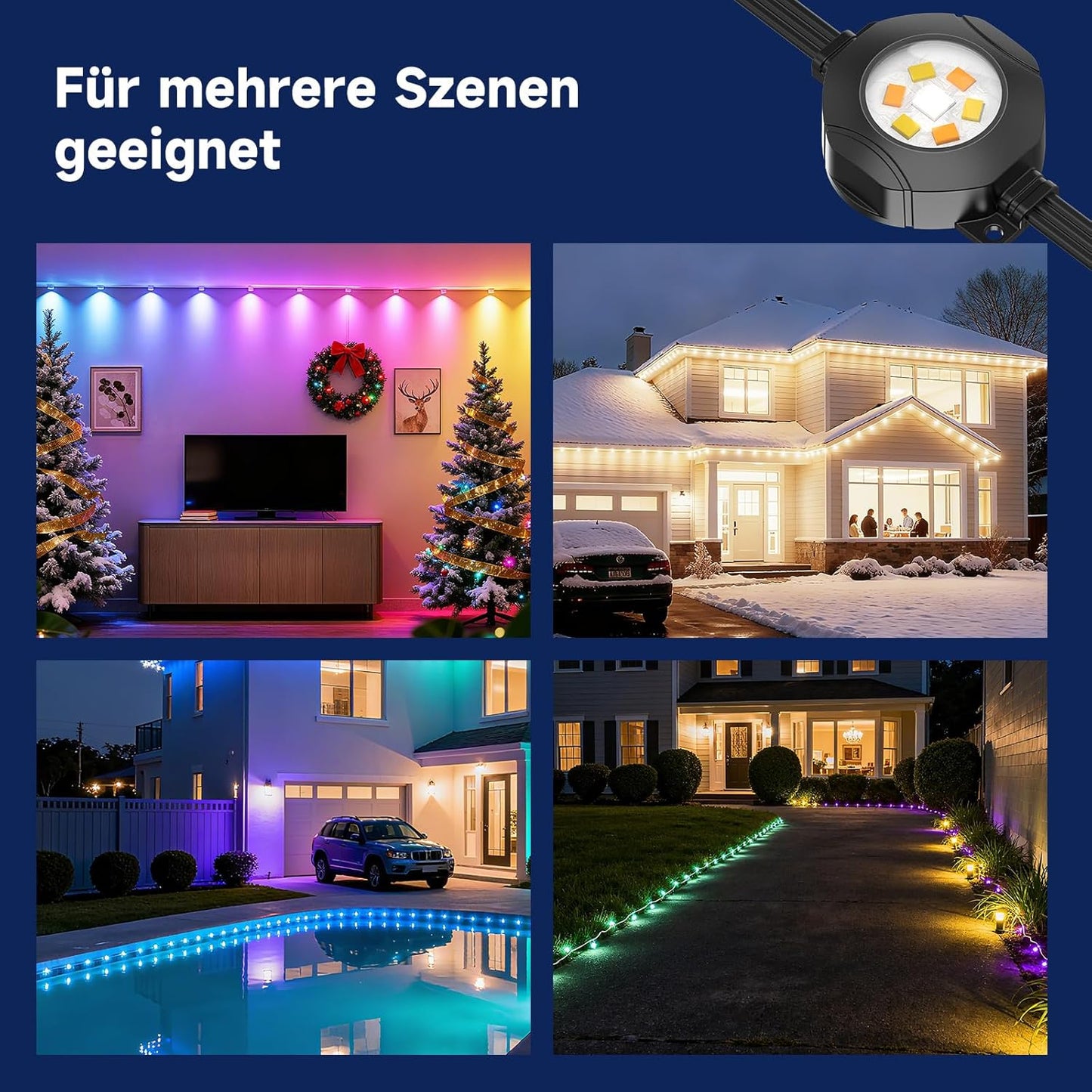 Ruisun Permanente Außenbeleuchte Lights RGBICW 2700-6000K LED Lichterketten mit App
