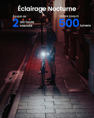 RAVEMEN FR500 500 Lumen Fahrradscheinwerfer, kompatibel mit Garmin/Wahoo Fahrradcomputern