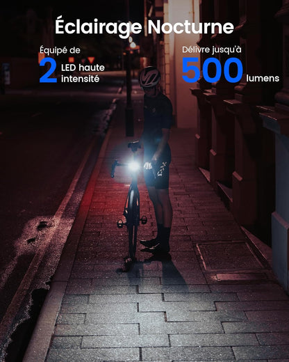RAVEMEN FR500 500 Lumen Fahrradscheinwerfer, kompatibel mit Garmin/Wahoo Fahrradcomputern