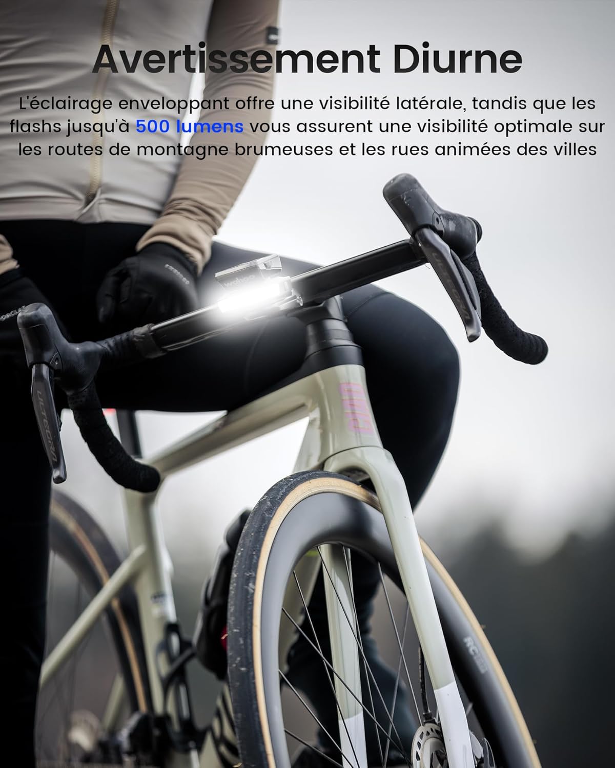 RAVEMEN FR500 500 Lumen Fahrradscheinwerfer, kompatibel mit Garmin/Wahoo Fahrradcomputern