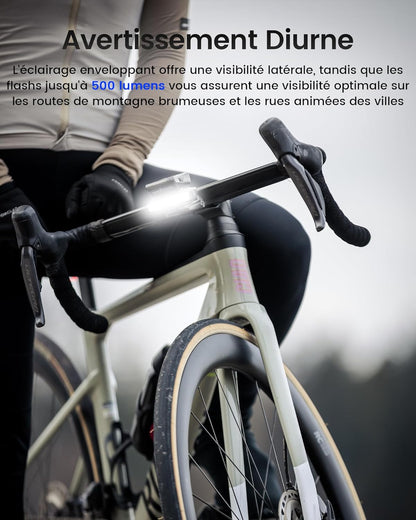 RAVEMEN FR500 500 Lumen Fahrradscheinwerfer, kompatibel mit Garmin/Wahoo Fahrradcomputern