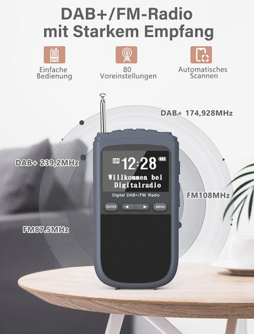 Tragbare DAB Radio, Mini DAB/DAB+/UKW Radio, 1000mAh,Digitales Taschenradio