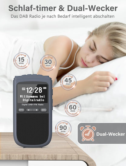 Tragbare DAB Radio, Mini DAB/DAB+/UKW Radio, 1000mAh,Digitales Taschenradio
