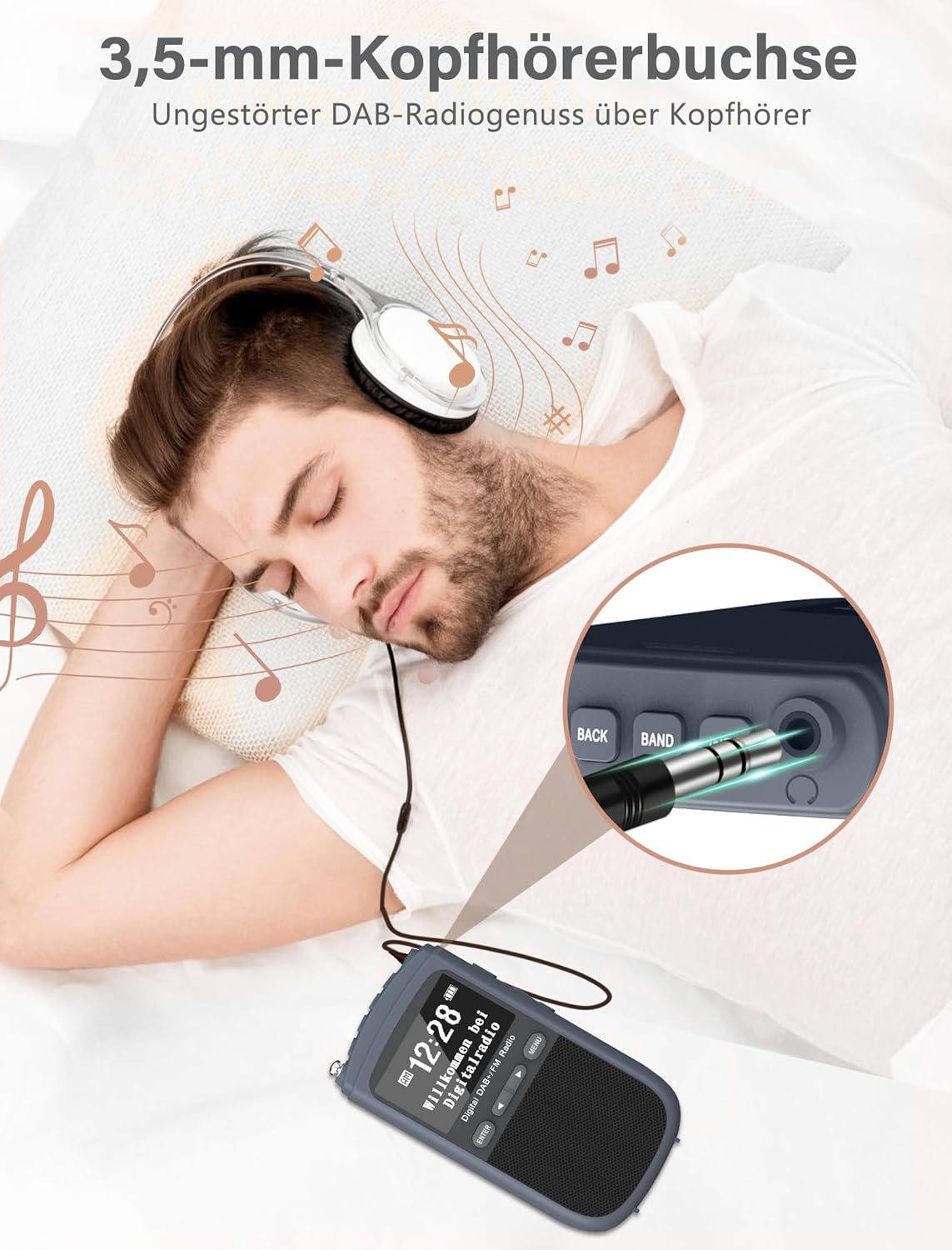 Tragbare DAB Radio, Mini DAB/DAB+/UKW Radio, 1000mAh,Digitales Taschenradio