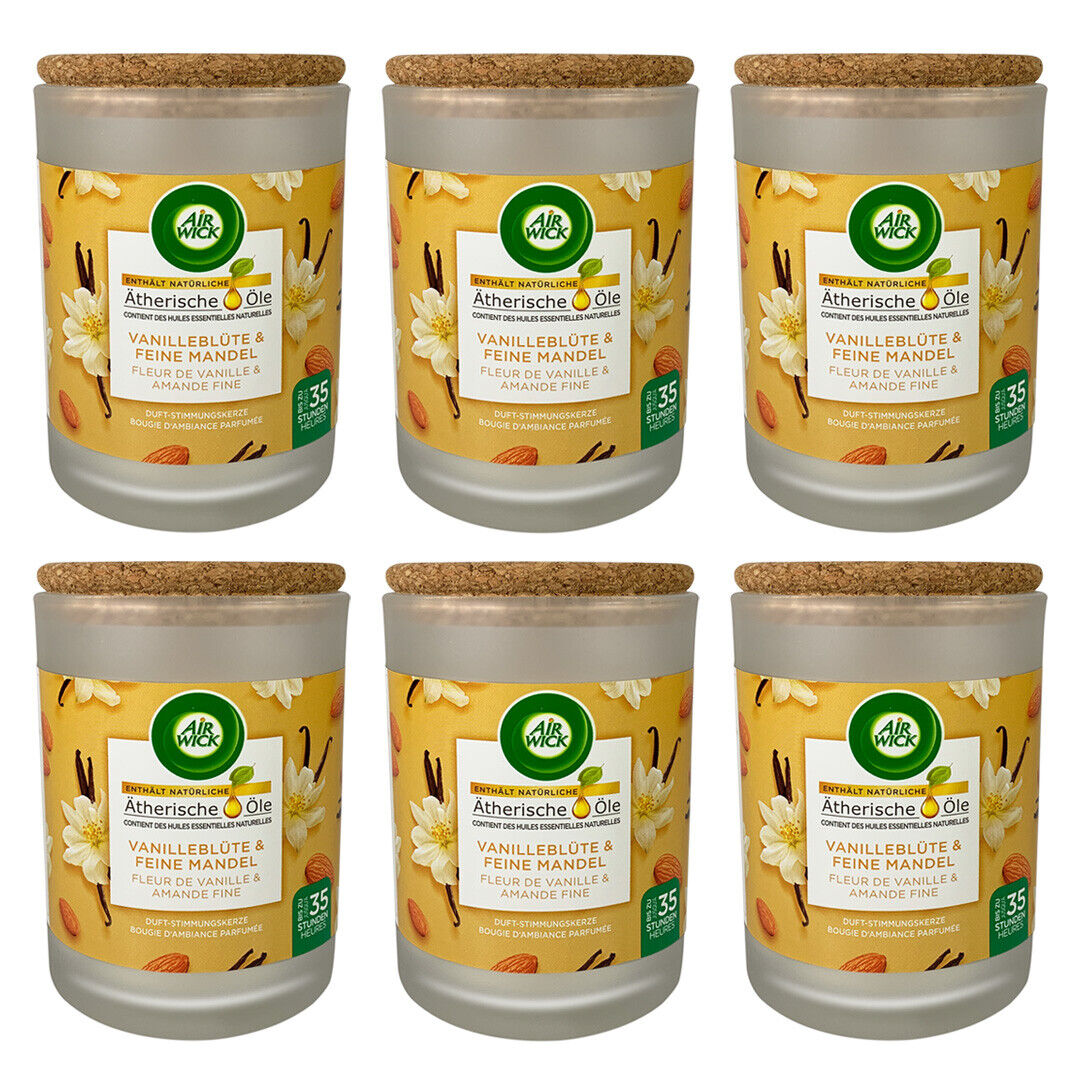 6x Air Wick Duft-Stimmungskerze Vanilleblüte & Feine Mandel (6x185g)