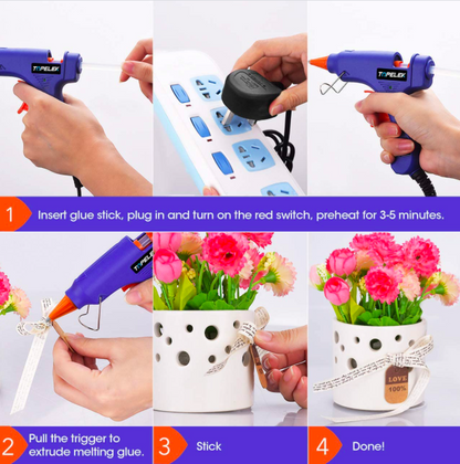 MINI Heißklebepistole 20 W avec 50 pcs. 100 mm Crosse en bleu ou noir KOSTENLOSER VERSAND