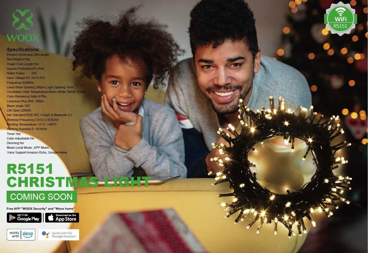 Smart 20 Meter C- Ware WLAN steuerbare Balkon-, Romantik-, Gartenfest- & Weihnachten Lichterkette innen + aussen funktioniert mit Alexa Google & Smartlife Christmas Light String indoor outdoor