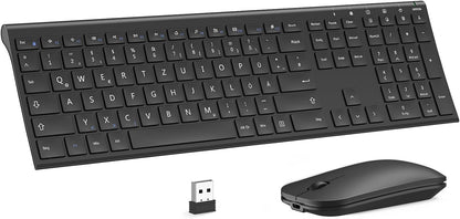 Seenda Kabelloses Tastatur Maus Set, QWERTZ, 2.4G Funktastatur,Schwarz