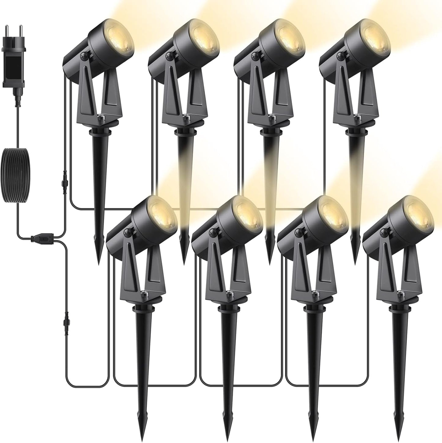 Svater Gartenbeleuchtung LED Außen, 28m 8er-1 Set 1600LM, 8 * 2W Gartenstrahler 27V COB IP65