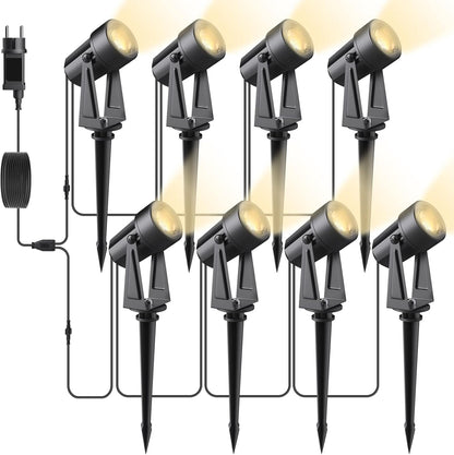 Svater Gartenbeleuchtung LED Außen, 28m 8er-1 Set 1600LM, 8 * 2W Gartenstrahler 27V COB IP65