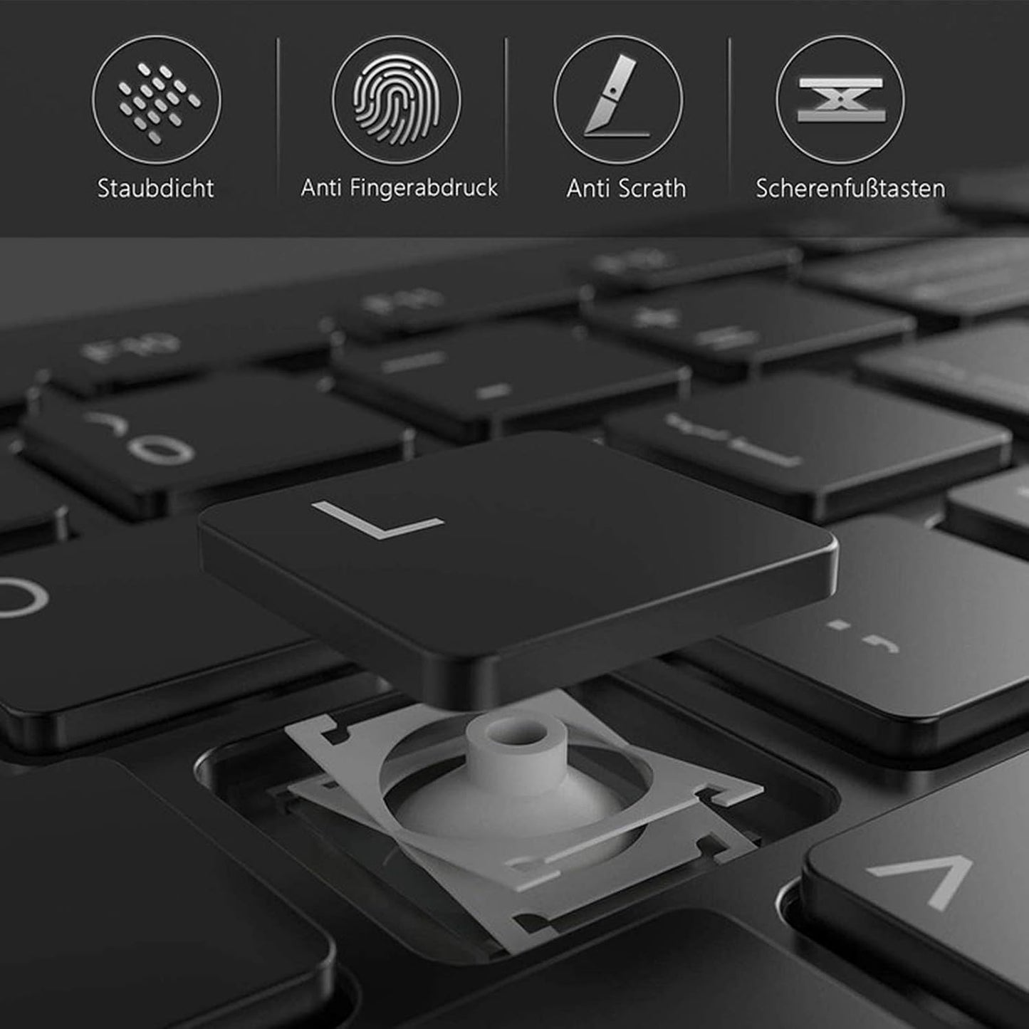 Seenda Kabelloses Tastatur Maus Set, QWERTZ, 2.4G Funktastatur,Schwarz