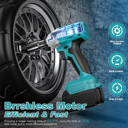 700Nm 3-in-1 Akku Schlagschrauber Kompatibel für Makita 18V Lithium-Akku (keine Batterie),