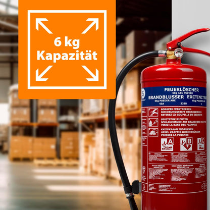 Smartwares ABC Feuerlöscher 6 Kg/Pulverlöscher mit Halterung, Manometer und Schlauch, BB6