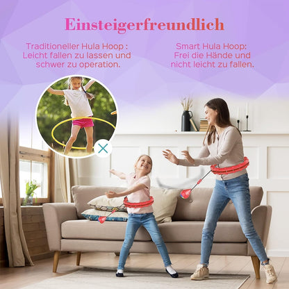 SPMOVE Smart Hula Hoop mit Gewichtsball, für Erwachsene und Anfänger, 60 bis 120 cm,Rot