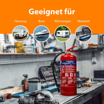 Smartwares ABC Feuerlöscher 6 Kg/Pulverlöscher mit Halterung, Manometer und Schlauch, BB6