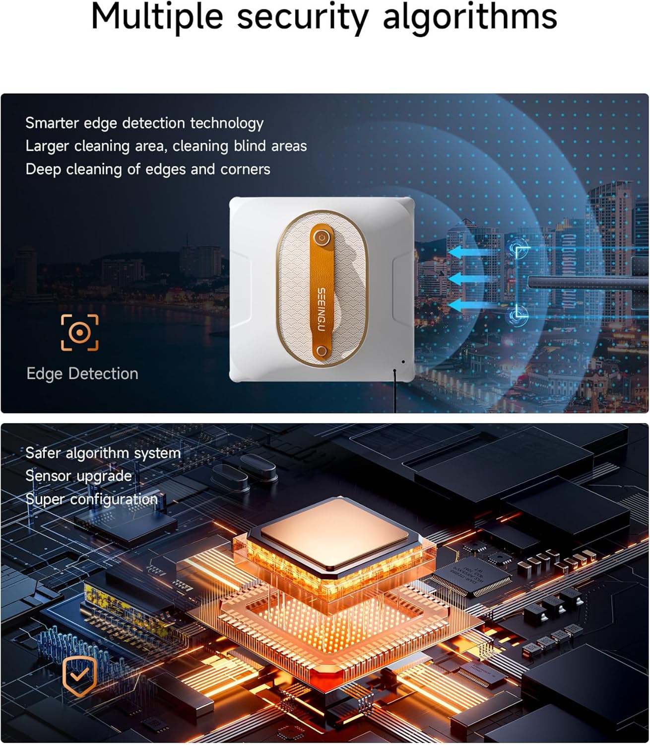SEEING.U Fensterputzroboter 6000 PA intelligente Fensterscheiben Reinigung mit Dual-Wasserspray