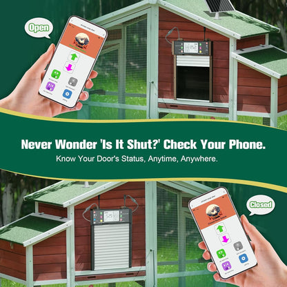 Sarellit Automatische Hühnerklappe Solar mit TUYA App & Fernbedienung,Timer & Lichtsensor