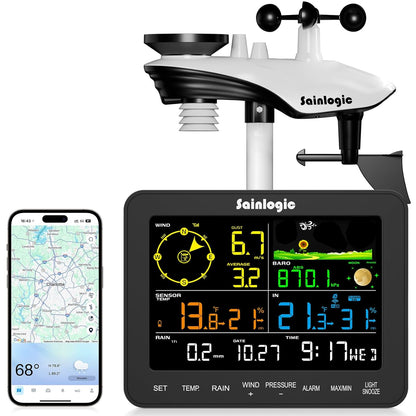 Sainlogic SA6 Plus Smart Wetterstation WLAN, 24/7 KI-Wettervorhersage von Weatherseed®