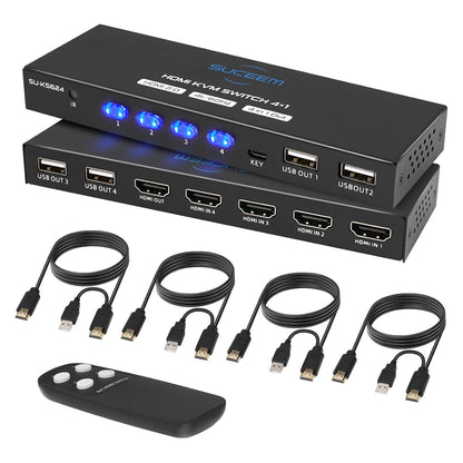 Suceem KVM Switch HDMI 4K@60Hz für 4 Computer 1 Monitor,
