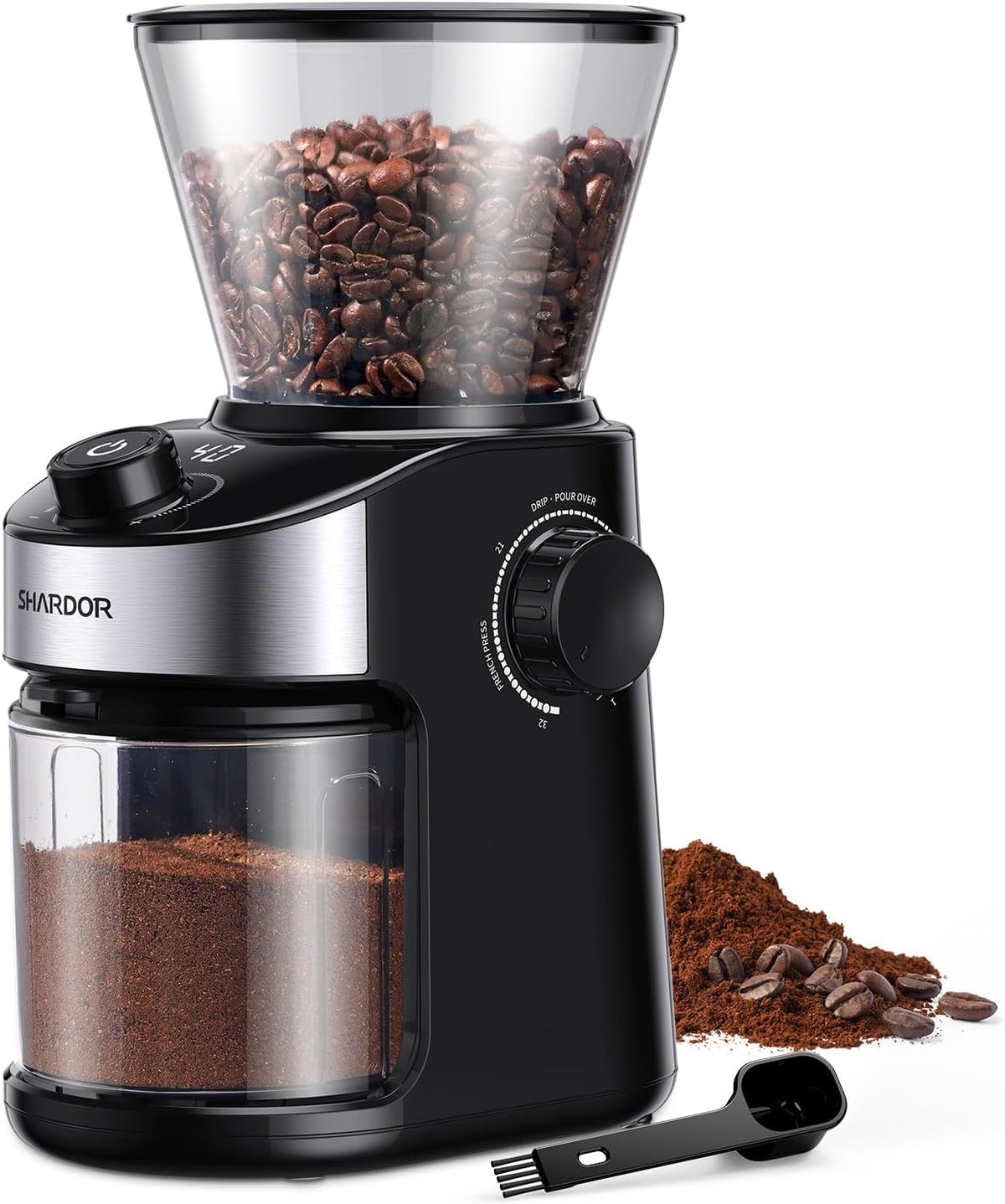 SHARDOR Burr Kaffeemühle Elektrisch mit 32 Mahlgrößen,elektrisches Mahlen,Schwarz