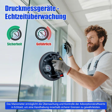 2er-Set Saugheber Glassauger mit Manometer|Tragkraft Max.220KG
