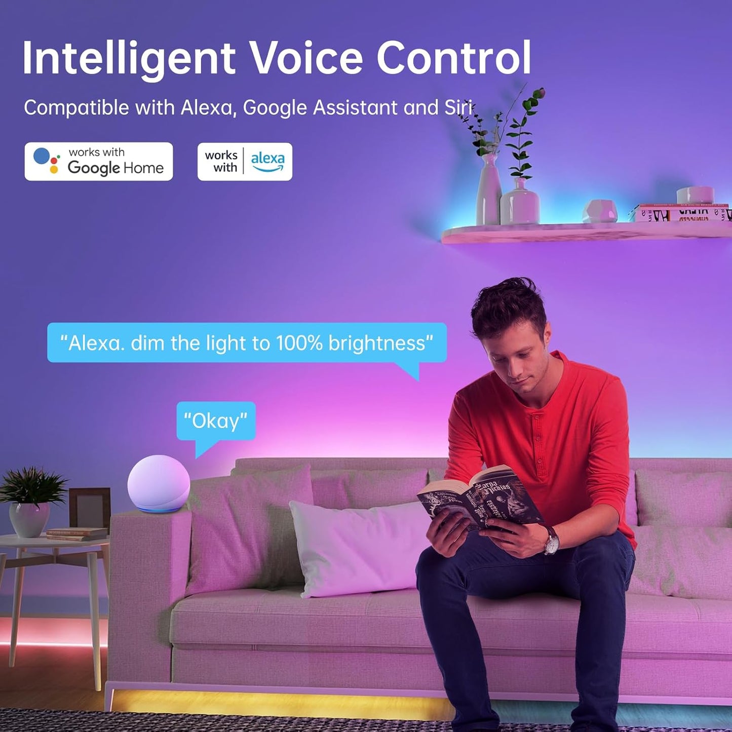 Sailsco LED Strip 10m,RGBICWW Led Streifen Kompatibel mit Alexa/Google Home/Smart Life APP,Dimmable