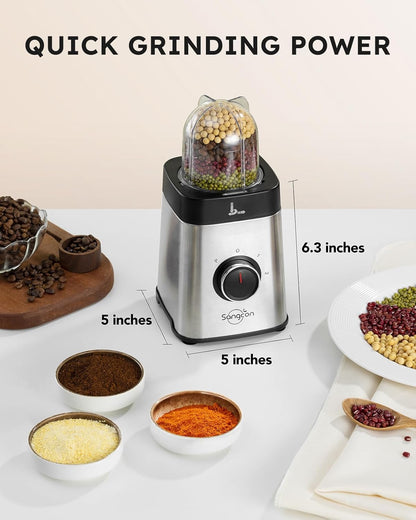 Mixeur Sangcon pour cuisine, robot culinaire et robot de cuisine, 5 en 1, verre de 1,2 l et gobelet de 482 ml