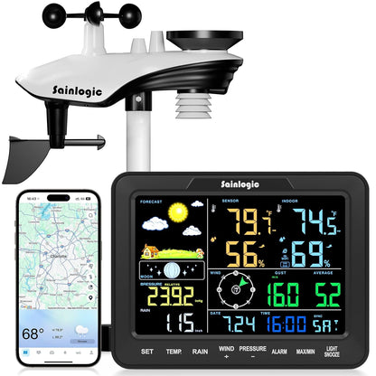 Sainlogic SA68 Plus  Intelligente Drahtlose WLAN-Wetterstation, Weatherseed® 24/7