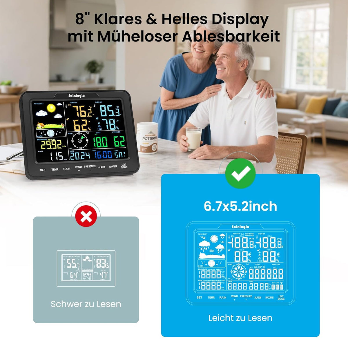 Sainlogic SA68 Plus  Intelligente Drahtlose WLAN-Wetterstation, Weatherseed® 24/7