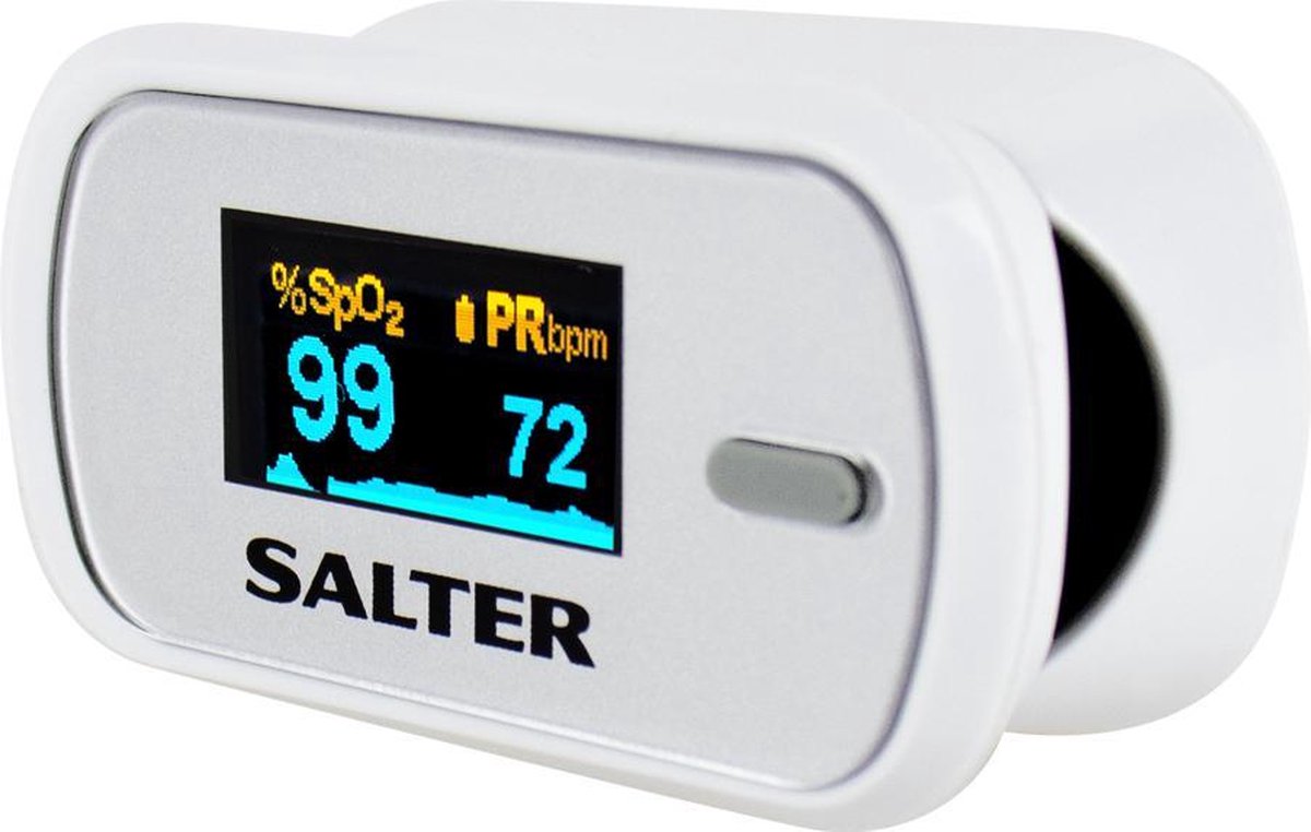 Salter PX-100-EU Blutdruck-Messgerät, inkl. Batterie Pulsoximeter für Finger-Sauerstoff
