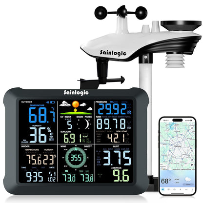 Sainlogic SA9 Funk Wetterstation m. Außensensor 14-in-1, 24H/7Days 8,5" Display