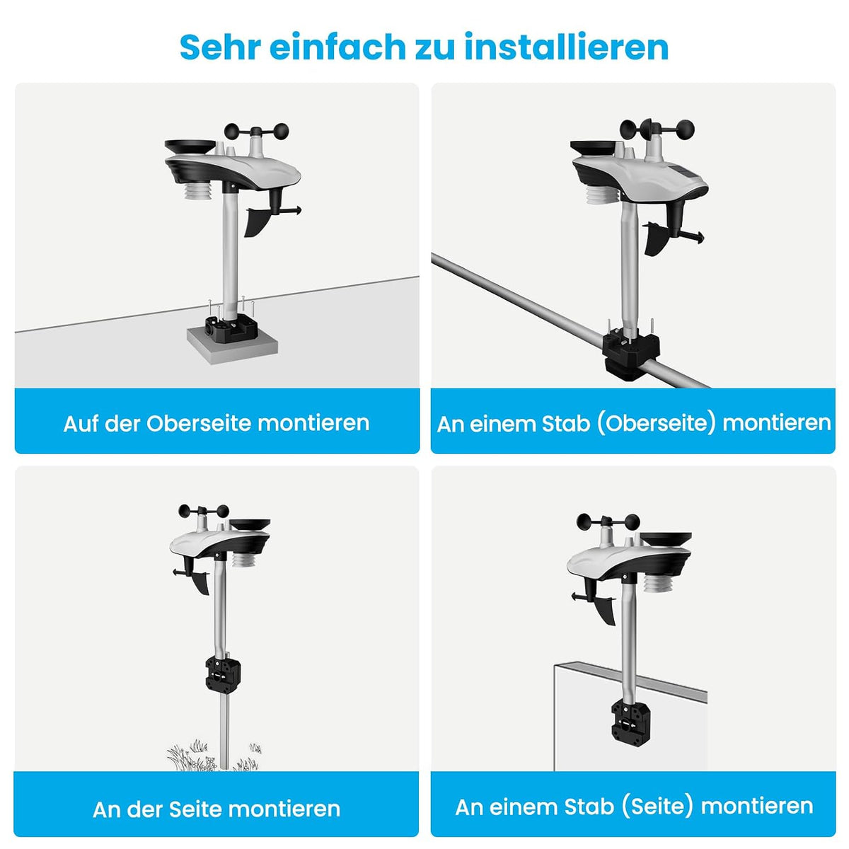 Sainlogic SA9 Funk Wetterstation m. Außensensor 14-in-1, 24H/7Days 8,5" Display
