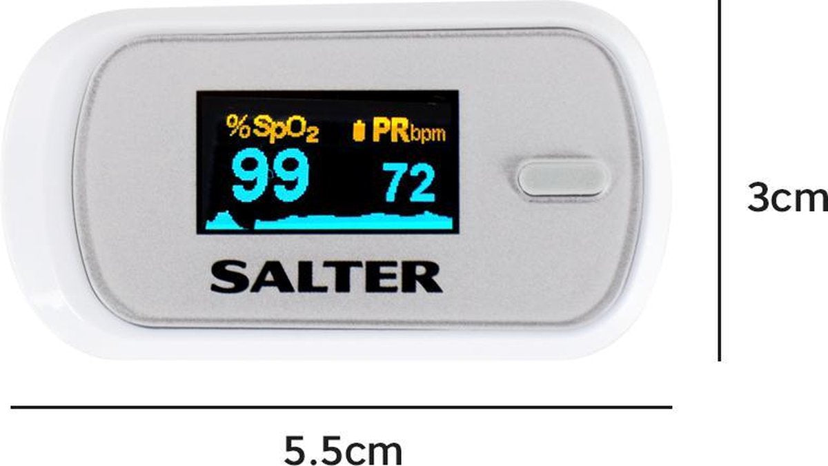 Salter PX-100-EU Blutdruck-Messgerät, inkl. Batterie Pulsoximeter für Finger-Sauerstoff
