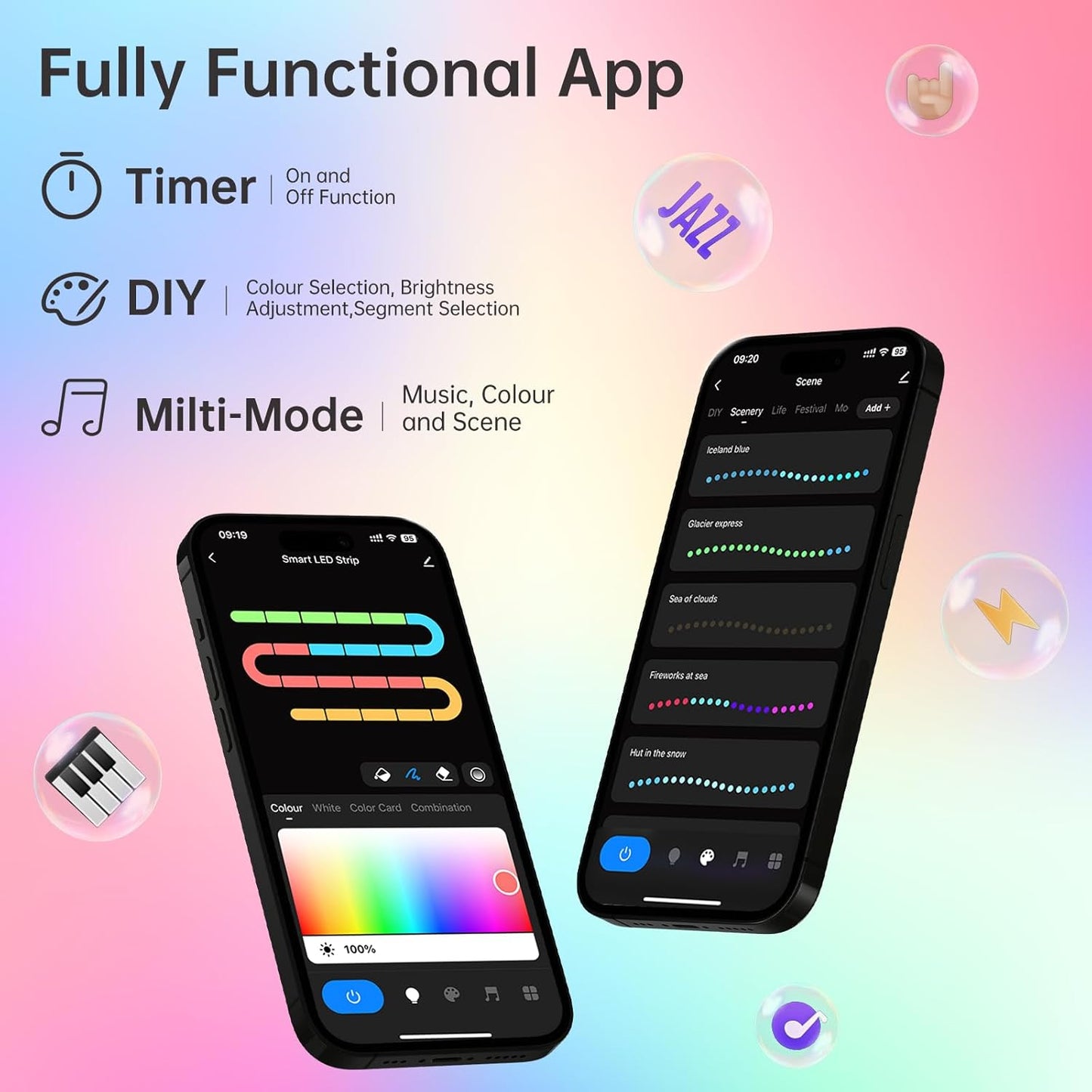 Sailsco LED Strip 10m,RGBICWW Led Streifen Kompatibel mit Alexa/Google Home/Smart Life APP,Dimmable