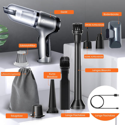 Saker Handstaubsauger Auto Handheld Kabelloser, 3 in 1 Druckluft  12KPA High Power