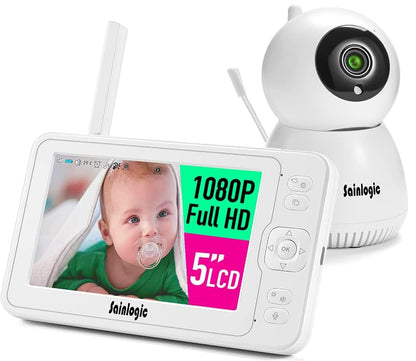 Sainlogic Video Babyphone mit Kamera,1080P FHD 5 Zoll LCD Display,Nachtsich,Alarm